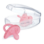 Chicco PhysioForma Silicone Orthodontic Pacifier for Babies 6-16m, One-Piece 100% Soft Silicone, Supports Breathing, Satin-Textured Nipple, Included Sterilizing Case, BPA Free, 2-Pack, Pink