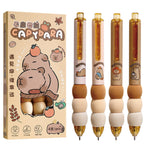 MOZXIRZ 4 Pcs Cute Retractable Capybara Gel Pens Soft Grip 0.5mm Black Ink Aesthetic Kawaii Office School Pens Supplies for Girls Boys Women Men