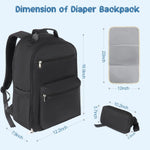 Diaper Bag Backpack with Changing Pad & Waist Bag, Large Diaper Bag Expandable for 2 Kids/Twins, Scientific Partition | Portable Side Access, Lightweight Travel Diaper Backpack for Mom Dad
