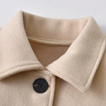 USKIDKK Toddler Baby Girl Clothes Jacket Coat Long Sleeve Solid Color Buttons Dress Coat Fall Winter Outfit (Beige,1-2T)