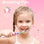 SEAGO Kids Electric Toothbrush, Timer, LED Light, AAA-Powered, 4 Heads