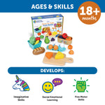 Learning Resources New Sprouts Farm-to-Table Fresh Market - Pretend Play Food for Kids, Grocery and Kitchen Play Toys, Toddler Fine Motor Skills, Montessori Activities, Gifts for Boys and Girls