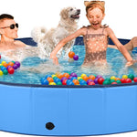 Jecoo Dog Pool for Large Dogs Kiddie Pool Hard Plastic Foldable Dog Bathing Tub Portable Outside Kids Swimming for Pets and Dogs Outdoor Backyard