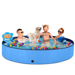 Jecoo Dog Pool for Large Dogs Kiddie Pool Hard Plastic Foldable Dog Bathing Tub Portable Outside Kids Swimming Pool for Pets and Dogs Outdoor Backyard