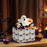 Large Halloween Themed Candy Gift Basket for KidsTrick or Treat Storage Bin Girls Boys Room Décor (Bohemian Bowknot Pumpkin Ghost)