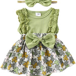 Baby Girl Clothes Newborn Romper Dress Infant Lace Ruffle Sleeveless Summer Outfits with Headband 0-12 Months