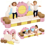 CoziBB 23Pcs Modular Kids Play Couch, Toddler Couch with Convertible and Multifunctional Foam for Inspiring Child Creativity, Kids Couch for Playroom Bedroom - Flower Theme