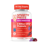 SmartyPants Kids Probiotic Gummies for Digestive Health: 2 Billion CFU Gut Health and Immune Support Supplement, Clinically Studied Probiotic, Gluten Free, Grape, 30 Count (30 Day Supply)