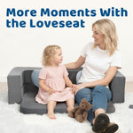 ENITYA 3-in-1 Toddler Couch, Convertible Sofa Bed with Two Pillow,Fold Out Loveseat/Ball Pit/Sleeping Bed, Kids Couch for Playroom/Bedroom/Living Room,Grey