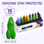 TinyGeeks 16 Rocket Crayons - Non Toxic, Washable - For Toddlers, Kids Ages 4-8 - Easy To Hold, Baby's Crayons For Toddlers 3-10 Years