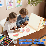 Kids Tabletop Art Easel with Paper Roll Dispenser | Adjustable Portable Desk & Table Top Painting Drawing Stand (13.8" x 11.4", Without Paper Roll)