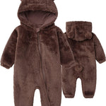 Newborn Baby Jumpsuit Hooded Fleece Rompers Long Sleeve Onesies Outwear Outfits