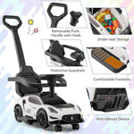 Costzon Push Car for Toddlers, 3 in 1 Licensed Maserati Stroller Sliding Walking Car with Handle, Guardrail, Under Seat Storage, Horn & Music, Foot to Floor Kids Ride On Toys for Boys Girls (White)