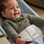 BabyBjörn Bouncer Balance Soft, Blue/Gray, Woven/Jersey | 2-in-1 Adjustable Baby Bouncer Seat and Toddler Chair, Newborn to Toddler (8-29 lbs), 4 Positions, Lightweight & Portable