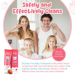Fluoride-Free Baby Toothpaste for Ages 2-3 – Natural Fruit-Flavored Mild Formula – Pea-Sized Amount for Developing Teeth – 2.1 oz (60g) (1 Pack, Strawberry)