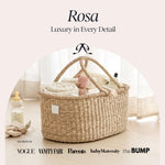 BEBE BASK Premium Baby Diaper Caddy Organizer - Artisan-Made Seagrass Basket With Cotton Divider - Award-Winning & Luxury Diaper Caddy Basket (ROSA)