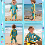 babygoal Baby Boy Banana One Piece Rash Guard Swimsuit, Long Sleeves Full Body Zipper Toddler Rashguard Swimwear Bathing Suit 18-24 Months,YZFH06-18-24M-B