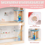 Wooden Dollhouse for Kids, Wood Doll Houses,Wood Playhouse, Three-Story Dollhouse with Furniture & Accessories, DIY Pretend Play Dream House with 3 Doll Figures, Gift for Toddlers & Young Girls