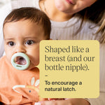 Tommee Tippee Breast-Like Pacifier, 0-6 Months, Symmetrical Design, Natural Breast-Like Baglet, BPA-Free Binkies, Rose/Green/Cream, Pack of 4