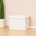 B FSOBEIIALEO Folding Storage Ottoman, Faux Leather Footrest Seat Coffee Table Toy Chest Kids, White 16.5"x12.6"x12.6"
