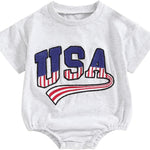 Twopumpkin 4th of July Baby Boy Girl Outfit Newborn Toddler Bubble Romper Retro Fourth Of July Clothes