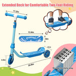 Kick Scooter for Kids Ages 3-7, Three Wheel Toddler Scooter with Handlebar Steering(No Lean),Height Adjustable, Light Up Rear Wheels, Indoor Outdoor Toy for Girls Boys, Holiday Birthday Gift, Blue