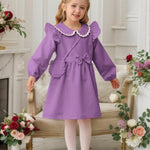 Baby Girl Clothes 18-24 Months Long Sleeve Princess Dresses Purple Ruffle Fairy Cute Dress Toddler Girls Casual Dress Fall Winter Outfit Clothes Kids