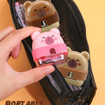 3 PCS Cute Pencil Sharpeners, Kids Pencil Sharpener Manual, Hand Held Pencil Sharpener, Funny Sharpeners Cartoon with Lid, Kawaii Capybara Stationary Gifts Mini School Office Supplies