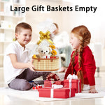 Mapaim Baskets for Gifts Empty Set of 4, Bamboo Woven Large Gift Basket with Wrap Bags, Pull Bows, Greeting Cards,Baskets for Gifts Empty Bulk for Birthday, Shower, Housewarming (Brown-Oval)