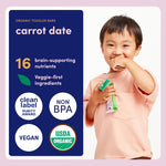 Cerebelly Organic Toddler Smart Bars 40-Count, Carrot Date Smart Bars, 16 Brain-Supporting Nutrients, No Added Sugar, Gluten Free, Nut Free, Kids Snacks