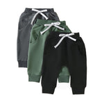 allshope Toddler Baby Boy Fall Pants 3 Pack Active Jogger Casual Athletic Trousers Solid Color Pocket Elastic Waist Harem Bottoms (Black Green Dark Gray, 18-24 Months)