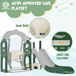 Merax 5-in-1 Toddler Slide and Swing Set, Kids Slide with Climber, Telescope and Storage Space, Outdoor Indoor Swing Slide Set for Toddlers Age 1+