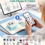 Memoking Mini Sticker Printer - T02 Thermal Printer Portable Label Maker Bluetooth Photo Printer Print Pods Inkless Sticker Maker for Kids Sticker Box, Smart AI APP, for Study Note, Journal, DIY, Gift