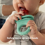 Frida Baby Push Pop Feeder, Baby Fruit Feeder to Safely Introduce New Foods, Valentines Day Gifts for Kids, Fresh + Frozen Food Silicone Feeder for Babies, BPA Free, Dishwasher Safe | 3 Count, Teal