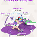 Heypappy Tummy Time Mat, 9-in-1 Grape Baby Play Gym Mat, Oversize Baby Play Activity Mat with Sunshade & 6 Detachable Sensory Toys, Washable Non-Slip Mat for Newborn Infant Baby Essentials Gift