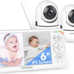 HelloBaby Baby Monitor with 6" World First IPS Screen 30-Hrs Battery, Remote Pan/Tilt/Zoom Camera, No WiFi Video Baby Monitor Camera and Audio, ECO, VOX, 2-Way Talk, Night Vision, 1000ft, Portable