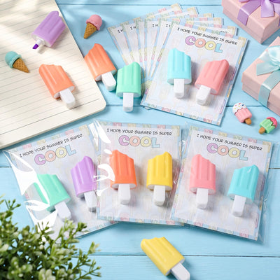 Gersoniel 48 Pcs Pastel Highlighters Bulk Assorted Color - Cute Ice Cream Shaped Highlighter, End of School Year Gifts for Students Teachers Aesthetic Stationery for Office Graduation, Soft Chisel Tip