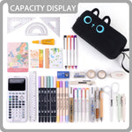 CICIMELON Cartoon Pencil Case, Large Capacity Pen Pouch with Embroidered Animal Design, School Supplies Bag for Kids, Teens, Students (Black Cat)