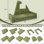 Costzon Modular Kids Play Couch, Snow Mountain Theme Toddler Foam Building Fort for Inspiring Creativity, Convertible Foam and Floor Cushion for Boys Girls for Playroom, Bedroom Gifts (Dinosaur)