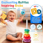 Baby Spinning Stacking Toys for Toddlers 1-3, Sensory Montessori Toy for 1 Year Old Girl Boy, Rainbow Ring Stacker Tower, Educational Learning Toy, Perfect Christmas Birthday Gifts