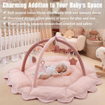 5-in-1 Plush Baby Play Gym, Baby Play Mats, Convertible Baby Gym with Pillow, Tummy time mat, 6 Sensory Toys, Baby Activity Center from Newborn to Toddler, Pet Bed, Cat & Dog Bed, Ball Pit, Pink