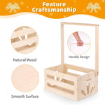 Wooden Baby Basket with Handle - Newborn Gift Box for Boy or Girl, Nursery Storage Crate, Baby Shower for New Parents