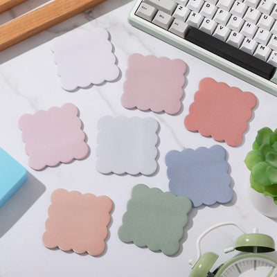 Eaasty 8 Pack Scalloped Aesthetic Sticky Notes Bulk Vintage Colors Cute Wavy Self Sticky Note Pads 3" x 3" Blank Note Pads for Back to School Office Supplies 240 Sheets