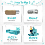 FURNAWAY Modular Kids Play Sofa Multifunctional Kids Sofa Convertible Foam Floor Mat Convertible Play Fort Inspire Children's Creativity and are Made of Velvet Fabric for Both Boys and Girls (Cyan)