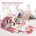 dearlomum Baby Play Mat Baby Gym,Funny Play Piano Tummy Time Baby Activity Mat with 5 Infant Sensory Baby Toys & 4 Wrist Rattle Socks, Boy & Girl Gifts for Newborn Baby 0 to 3 6 9 12 Months(Pink)