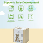 PlanToys® Little Bear Wooden Baby Rattle & Grasping Toy | Montessori Sensory Development for Coordination, Focus & Auditory Learning | Eco-Friendly Infant Educational Toy