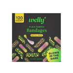 Welly Bandage Glow-in-the-Dark Refill Pack | Adhesive Flexible Fabric Bandages | Assorted Shapes and Patterns for Minor Cuts, Scrapes, and Wounds - 120 Count