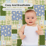 Horaldaily 2 Pack Fitted Crib Sheet for Boys Girls,Soft Breathable Washable Jersey Microfiber Baby Crib Sheet, Fits Standard Size Crib Mattress 28in x 52in, Floral Plaid Nursery Sheet Green/Yellow