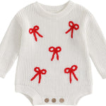 Adobabirl Baby Girl Boy Knitted Sweater Bubble Romper Long Sleeve Jumpsuit Festival Outfit Fall Winter Spring Clothes