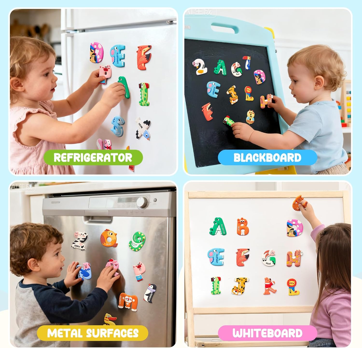 JoyCat Magnetic Letters and Numbers Fridge Magnets, Soft PVC Learning Refrigerator Toy Set for Kids & Toddlers, 26 Animal Alphabet Letters and 0-9 Numbers, Birthday Gift for Baby Boys and Girls